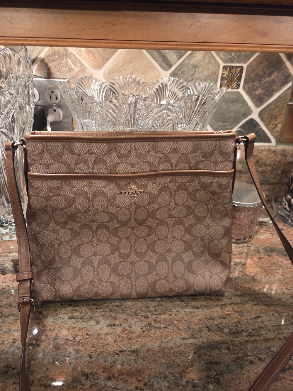 Coach Signature Crossbody Bag in Khaki/Tan
